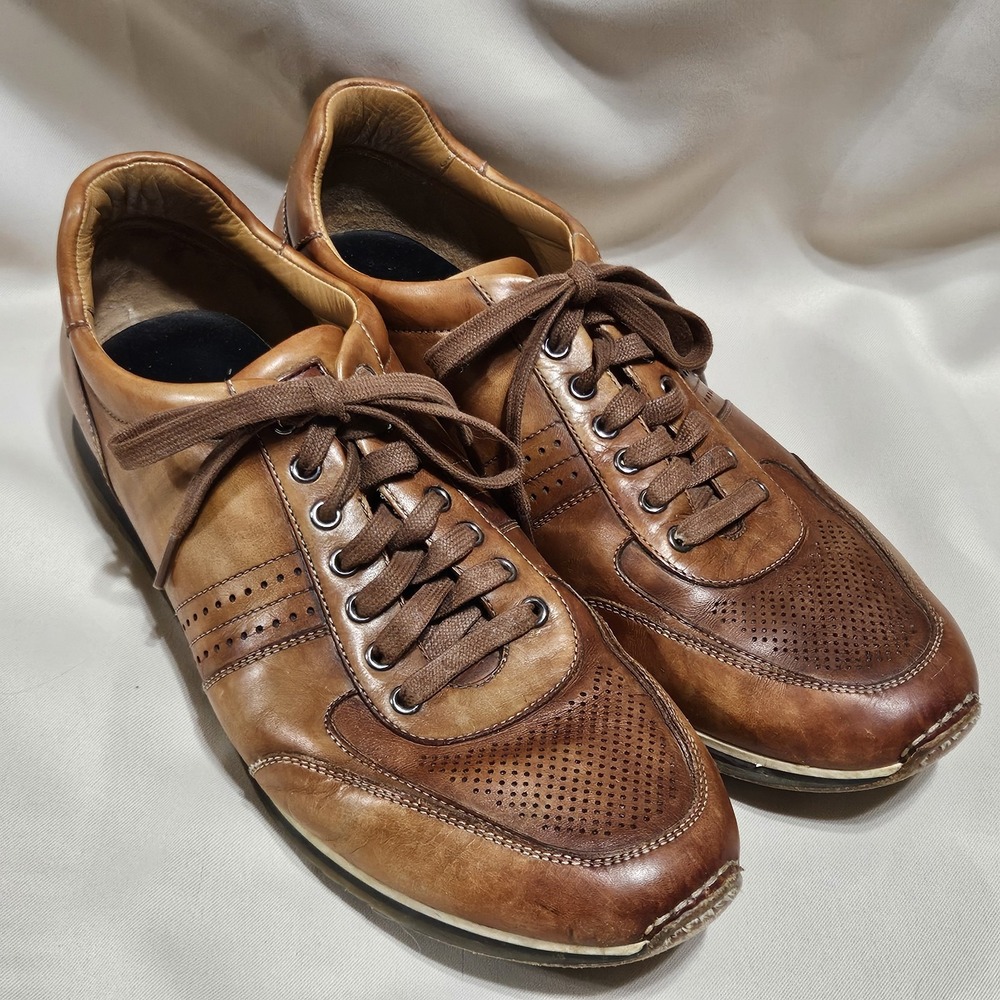 Magnanni Lizandro Marlow Honey Brown Low Top Leather Sneakers US Men's‎ Size 10M